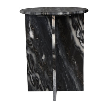 Javier 14" Contemporary Natural Marble Handmade X-Shaped End Table - JONATHAN Y